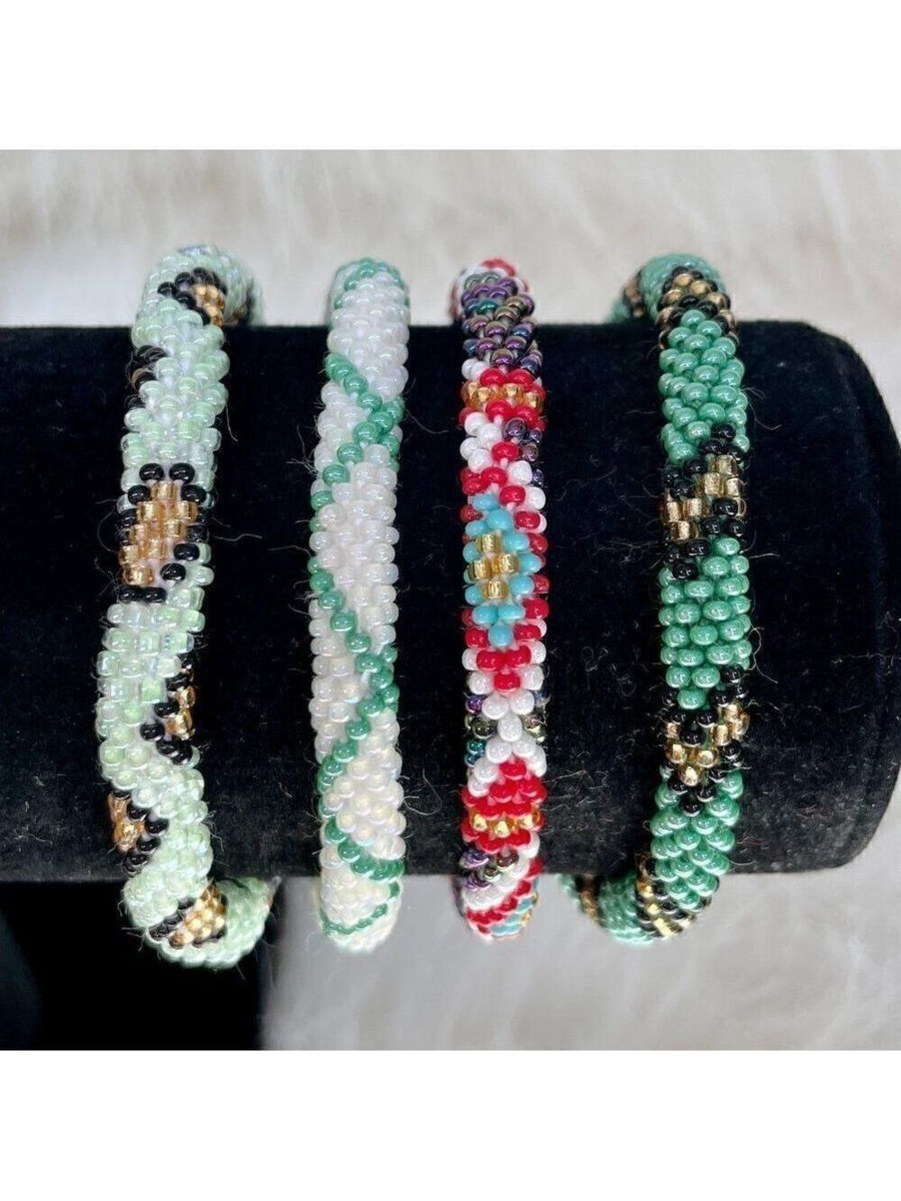 HAND CRAFTED in Nepal Beaded Bracelets (set of 4) #227